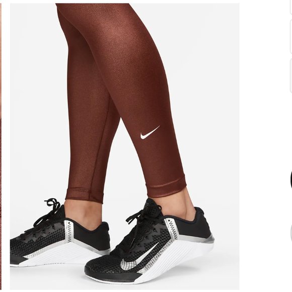 NWT - Nike Dri-FIT One Women's Mid-Rise Shine Leggings - Bronze - Picture 4 of 5